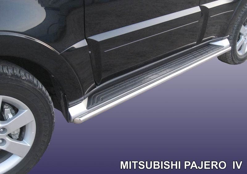 Защита штатного порога d42 "SLITKOFF" для Mitsubishi Pajero IV