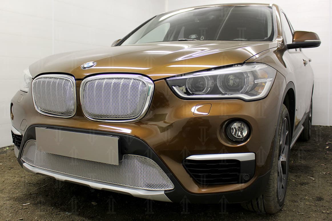 Защитная сетка радиатора ProtectGrille Premium нижняя для BMW X1 (2015-н.в. Хром)