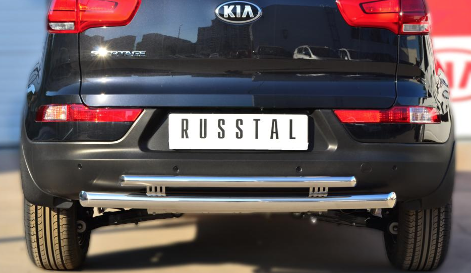 Защита заднего бампера D63 (дуга) D42 (дуга) "RUSSTAL" для Kia Sportage