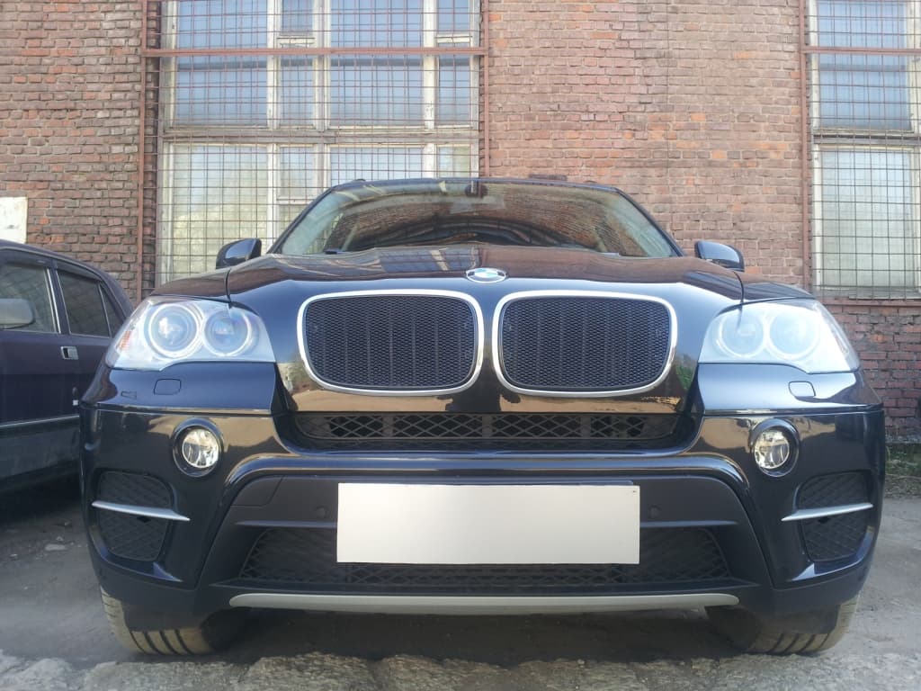 Защитная сетка радиатора ProtectGrille Premium для BMW X5 (2006-2013 Черная)
