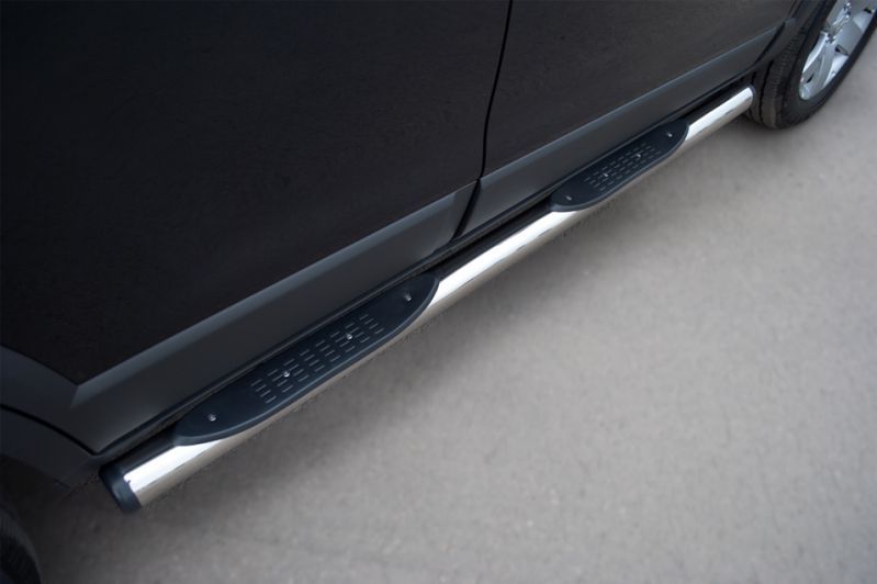 Пороги труба D76 с накладками (вариант 2) "RUSSTAL" для Mazda CX-9