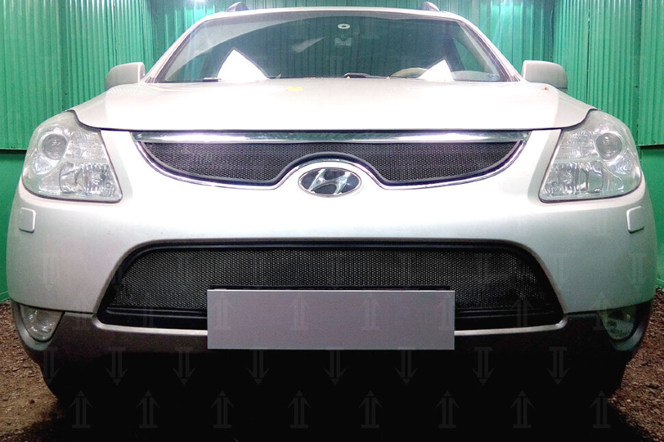 Защитная сетка радиатора ProtectGrille средняя для Hyundai ix55 (2010-2015 Черная)