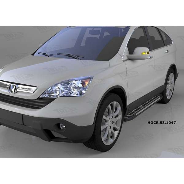 Пороги алюминиевые (Corund Silver) для Honda CR-V (2009-2012)