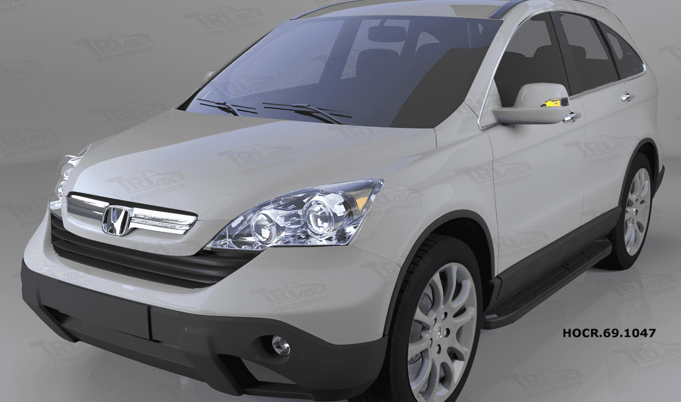 Пороги алюминиевые (Corund Black) для Honda CR-V (2009-2012)
