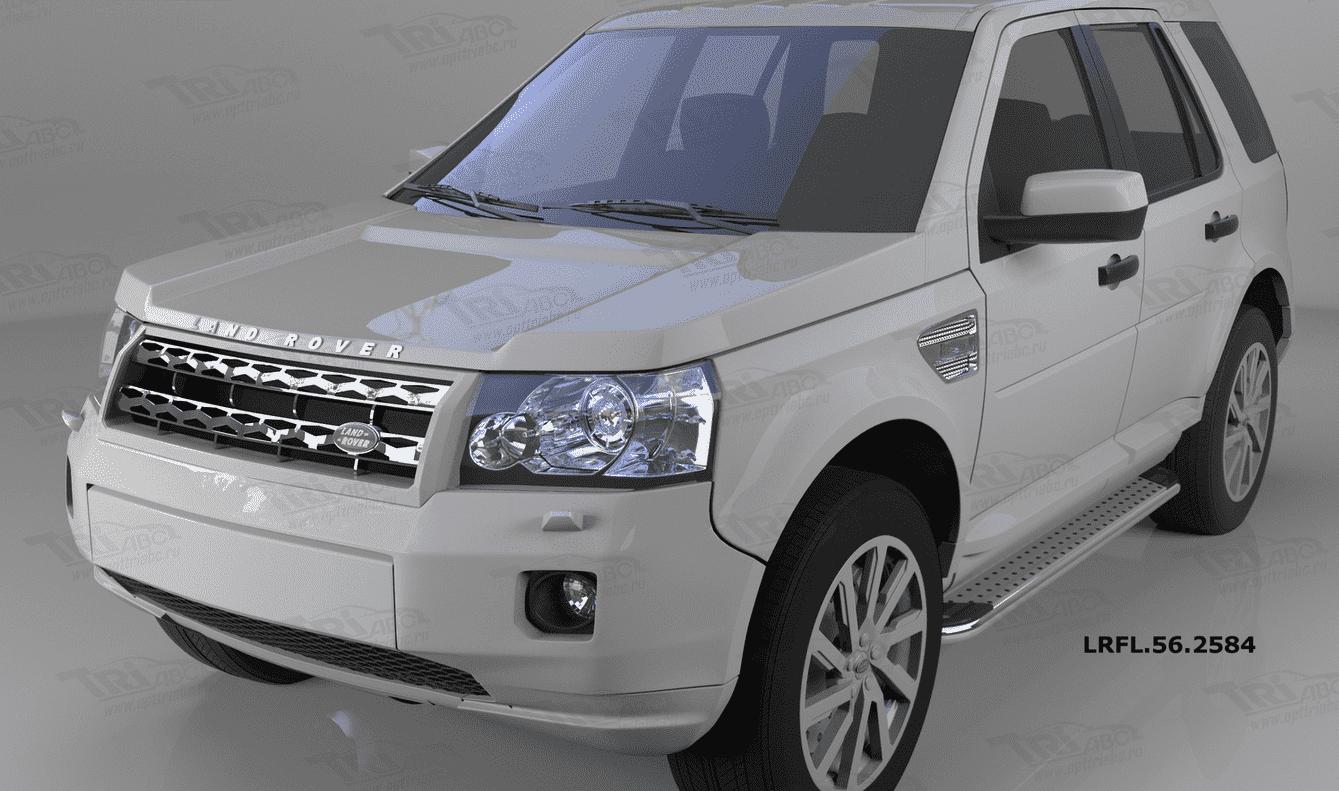 Пороги алюминиевые (Opal) для Land Rover Freelander 2