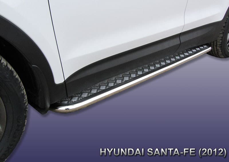 Пороги Slitkoff стальная труба для Hyundai Santa Fe (2012-2015)