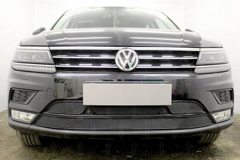 Защитная сетка радиатора ProtectGrille Premium нижняя для Volkswagen Tiguan (2016-н.в. Черная)