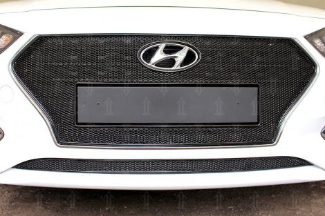 Защитная сетка радиатора ProtectGrille Premium верхняя для Hyundai Solaris (2017-н.в. Черная)