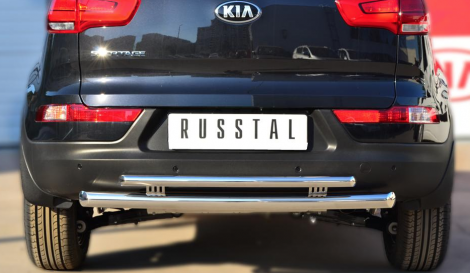 Защита заднего бампера D63 (дуга) D42 (дуга) "RUSSTAL" для Kia Sportage