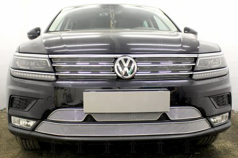 Защитная сетка радиатора ProtectGrille Premium нижняя для Volkswagen Tiguan (2016-н.в. Хром)