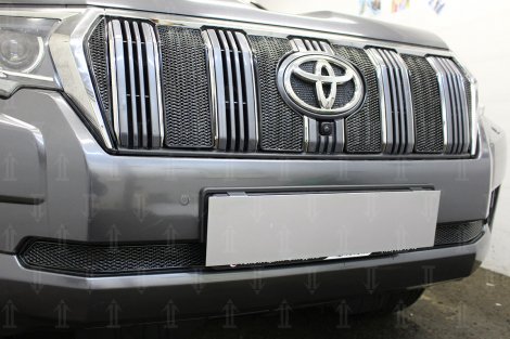 Защитная сетка радиатора ProtectGrille Premium нижняя для Toyota Land Cruiser Prado 150 (2017-н.в. Черная)