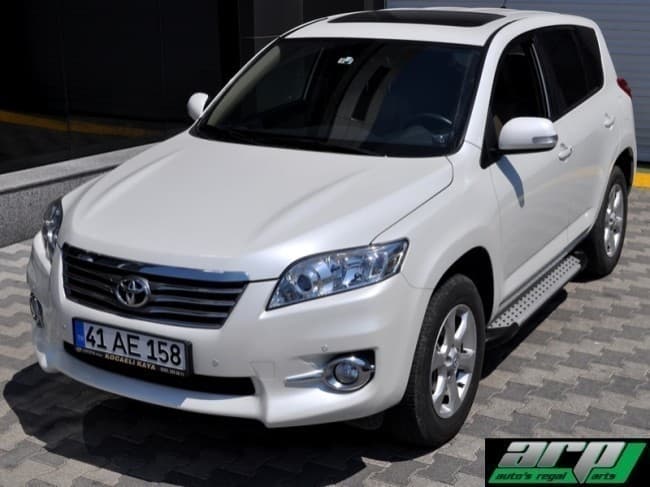 Пороги алюминиевые (Sapphire Silver) для Toyota RAV4