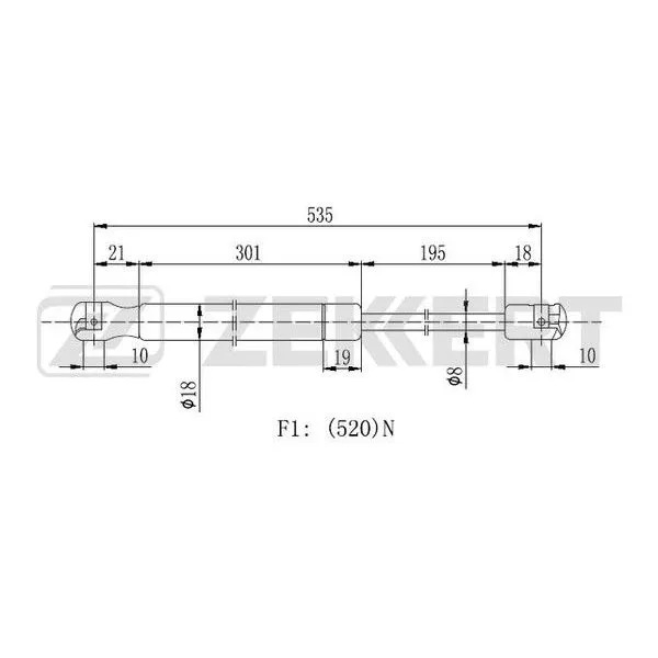 Газовый упор (амортизатор) багажника Zekkert GF2205 для Ford Mondeo (2000-2007)