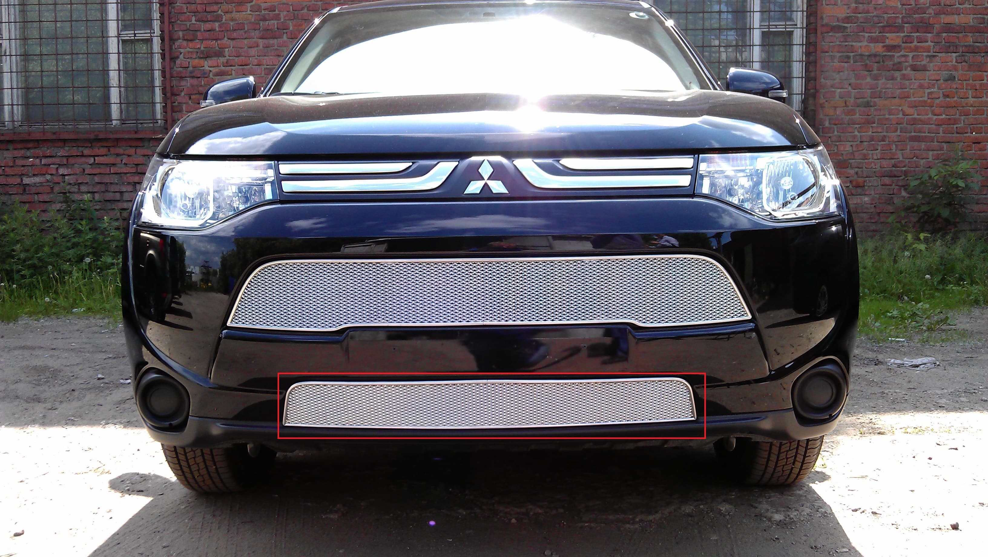 Защитная сетка радиатора ProtectGrille Premium нижняя для Mitsubishi Outlander III (2012-2014 Хром)