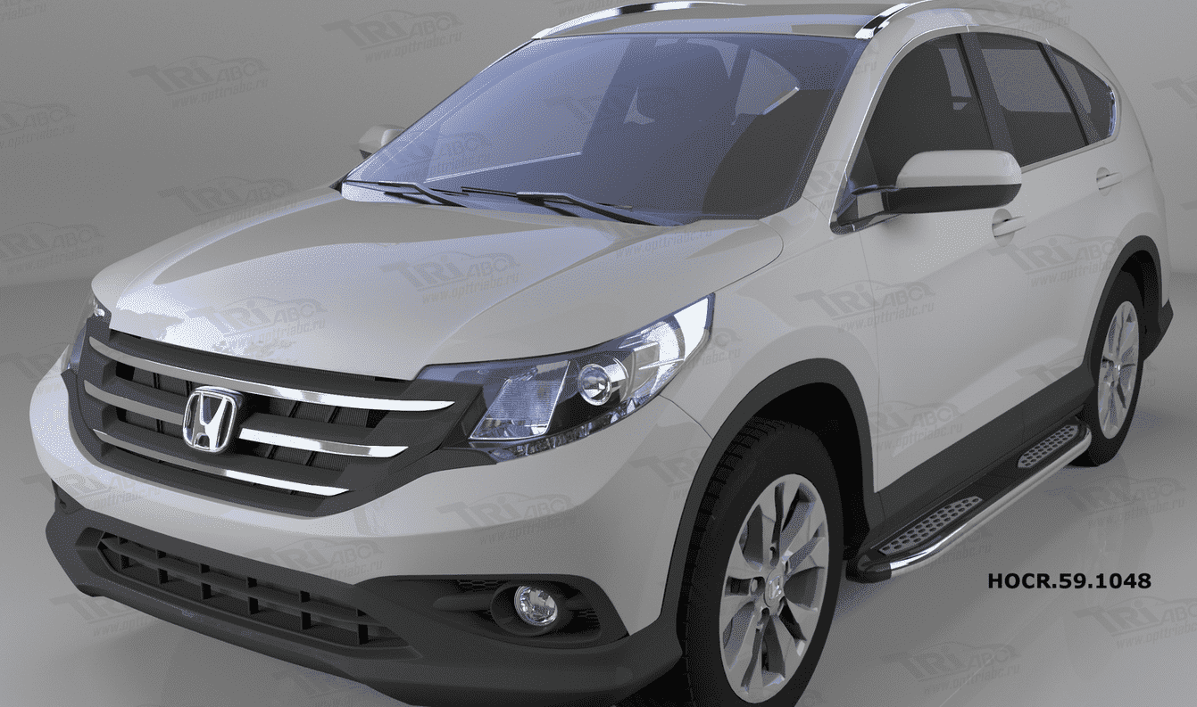 Пороги алюминиевые (Zirkon) для Honda CR-V (2012-н.в.)