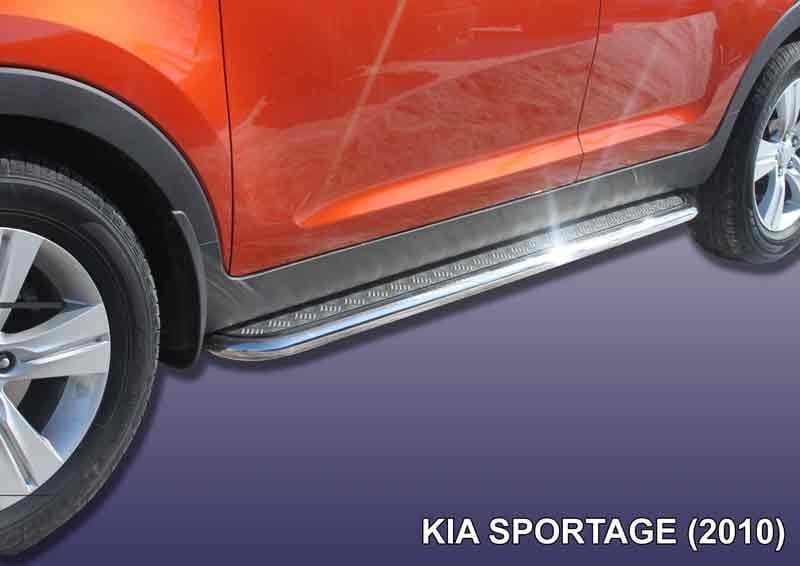 Пороги d42 с листом "SLITKOFF" для Kia Sportage