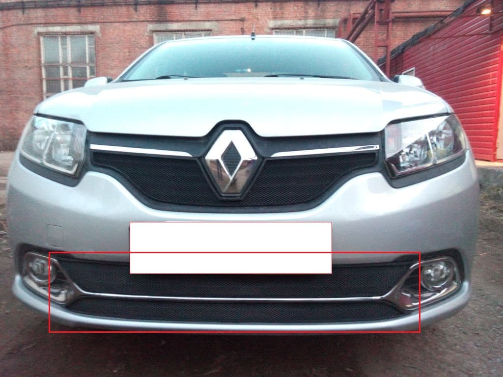 Защитная сетка радиатора ProtectGrille нижняя для Renault Logan (2014-2015 Черная)