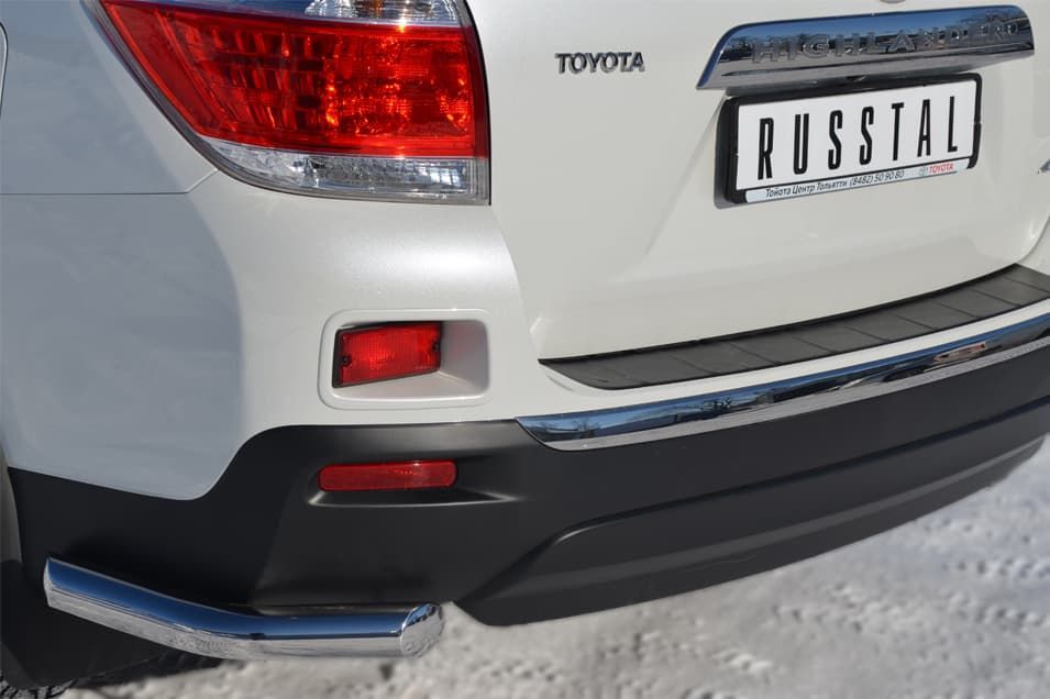 Защита заднего бампера Russtal уголки 63 мм для Toyota Highlander (2010-2013)