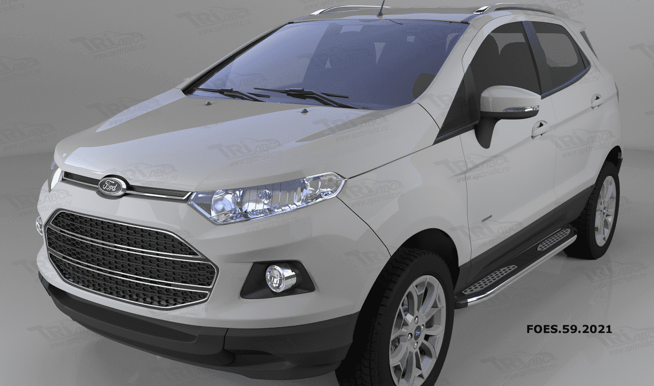 Пороги алюминиевые (Zirkon) для Ford EcoSport (2013-н.в.)