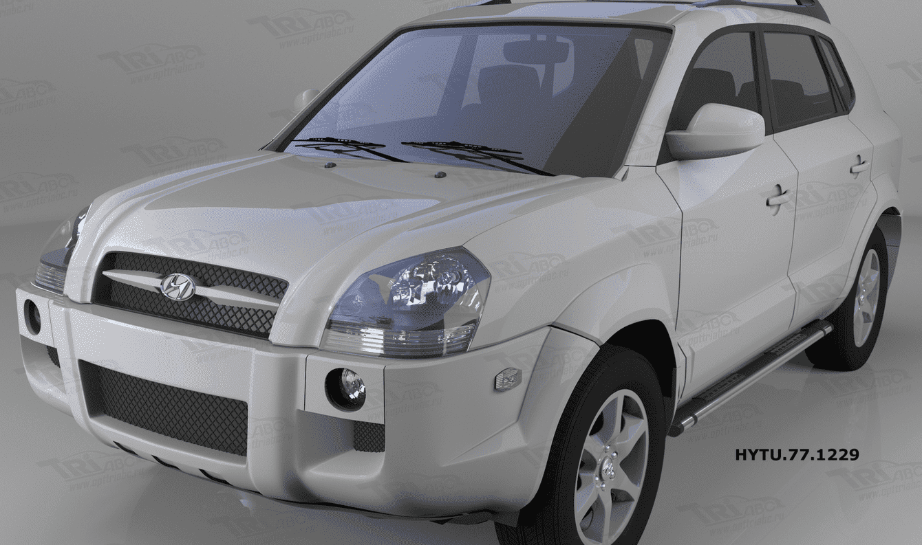Пороги алюминиевые (Emerald Black) для Hyundai Tucson