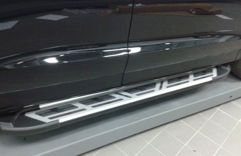 Пороги алюминиевые (Corund Silver) для Ford Ranger (2006-2012)