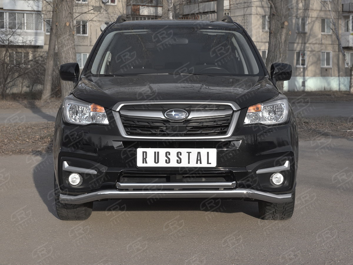 Передняя защита 63/42мм Russtal для Subaru Forester (2016-2018)
