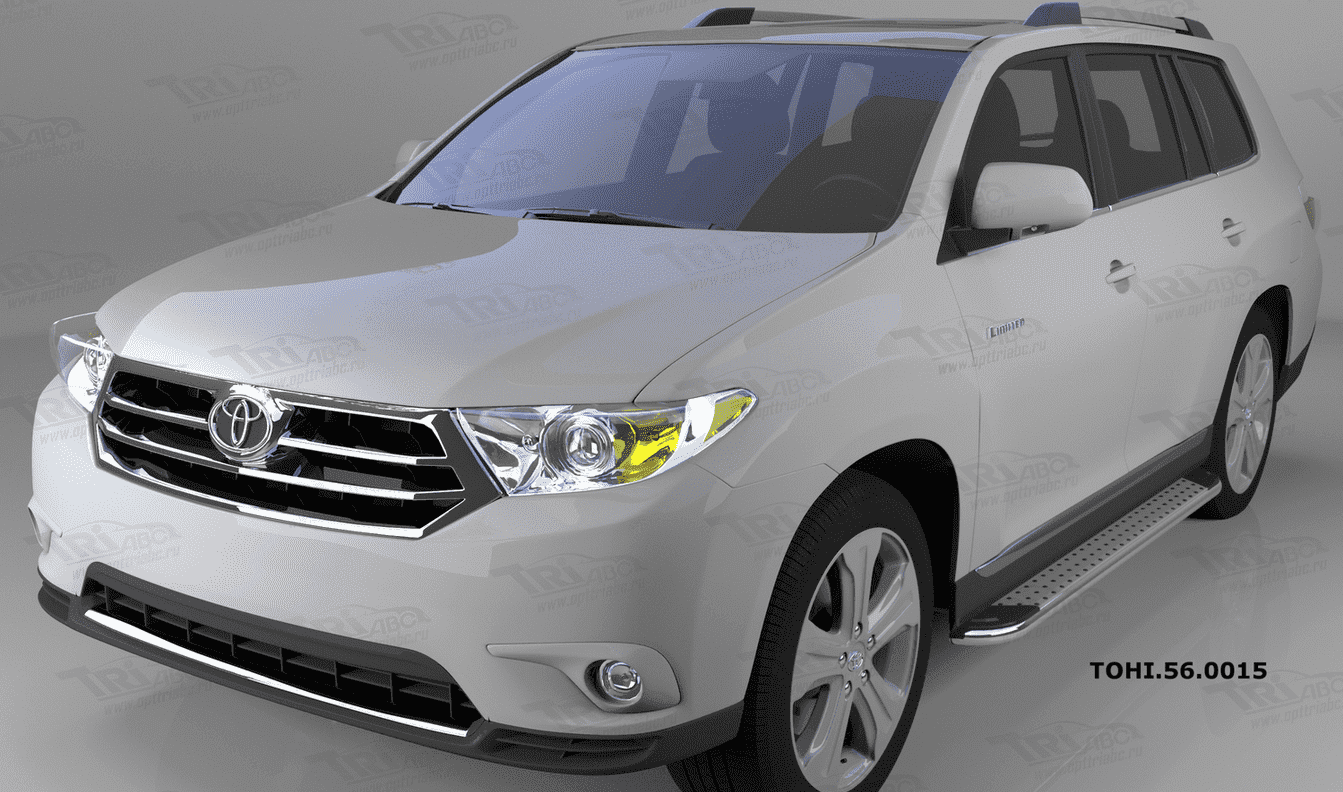 Пороги алюминиевые (Opal) для Toyota Highlander