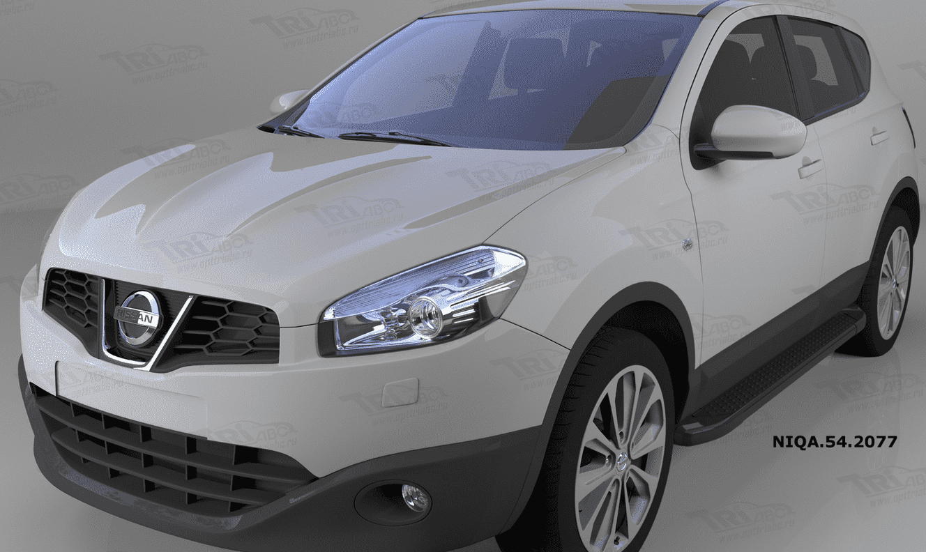 Пороги алюминиевые (Sapphire Black) для Nissan Qashqai