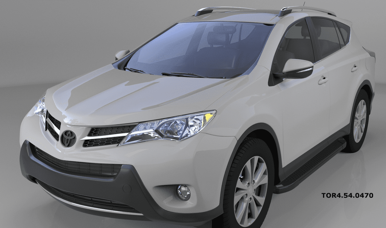 Пороги алюминиевые (Sapphire Black) для Toyota RAV4