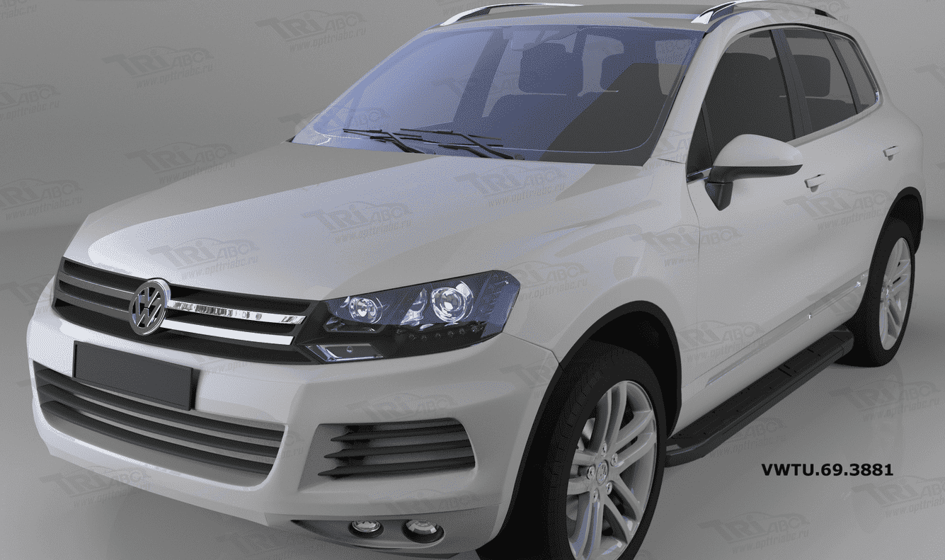 Пороги алюминиевые (Corund Black) для Volkswagen Touareg