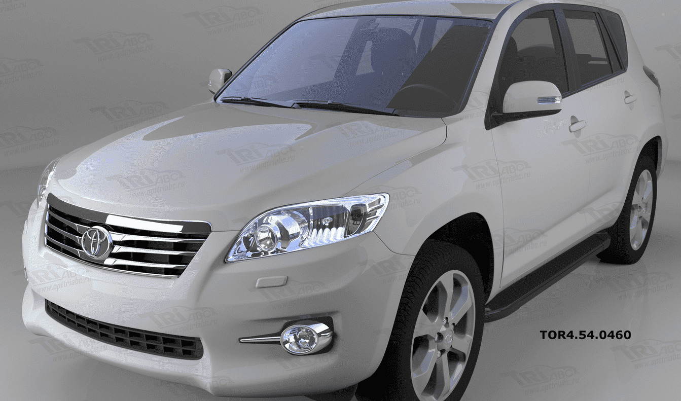 Пороги алюминиевые (Sapphire Black) для Toyota RAV4