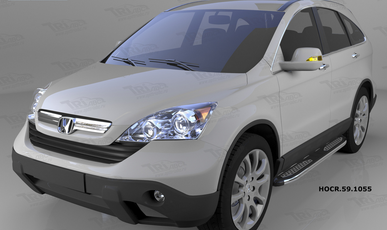 Пороги алюминиевые (Zirkon) для Honda CR-V (2009-2012)