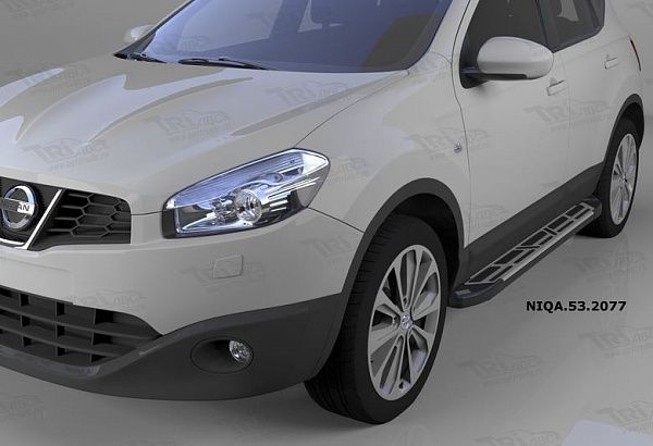 Пороги алюминиевые (Corund Silver) для Nissan Qashqai