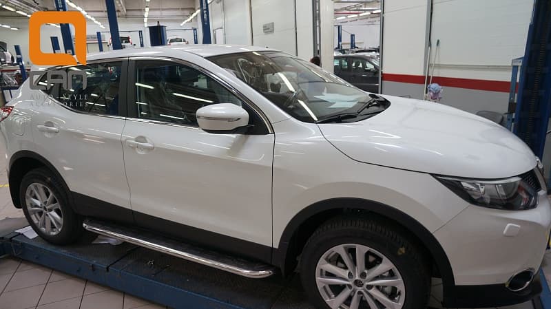 Пороги алюминиевые (Ring) для Nissan Qashqai (2014-н.в.)