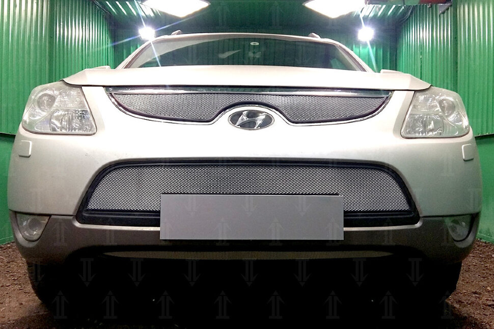 Защитная сетка радиатора ProtectGrille средняя для Hyundai ix55 (2010-2015 Хром)