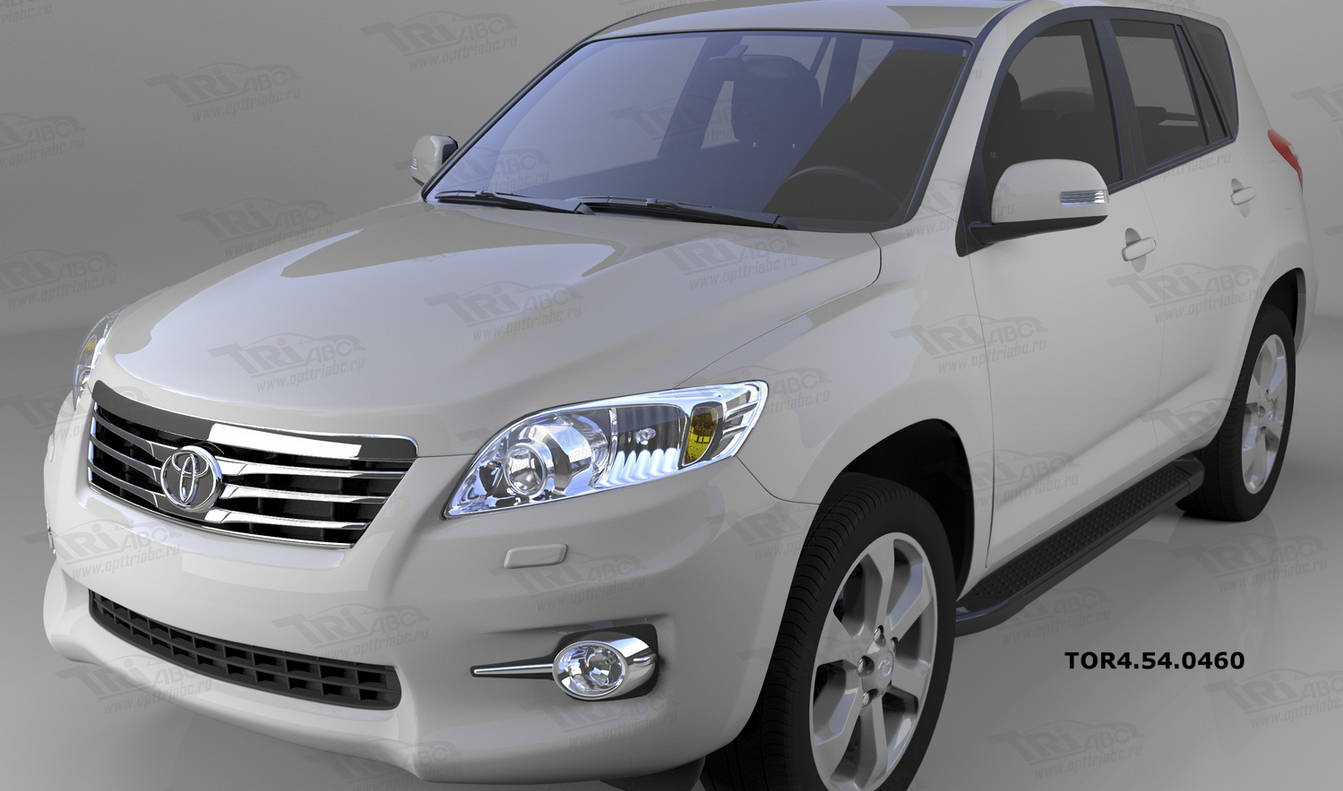 Пороги алюминиевые (Sapphire Black) для Toyota RAV4