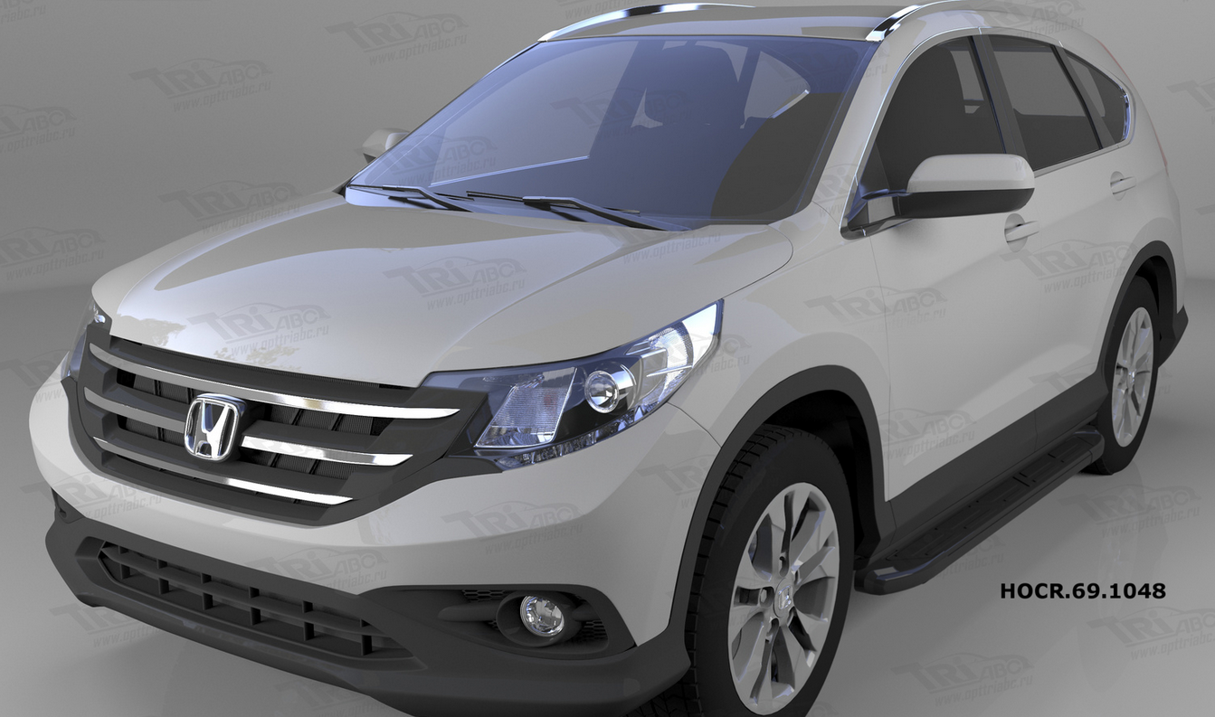 Пороги алюминиевые (Corund Black) для Honda CR-V (2012-н.в.)