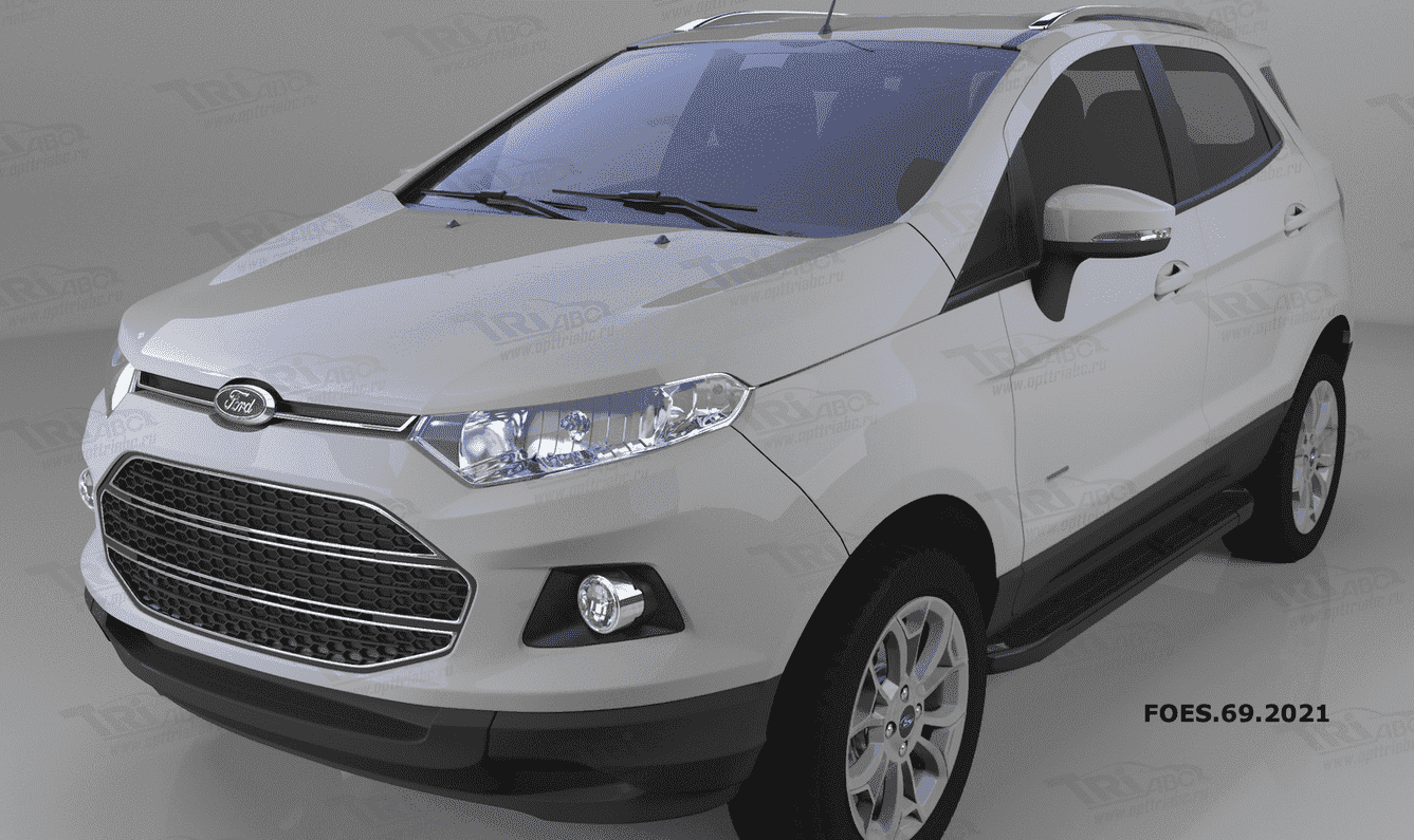 Пороги алюминиевые (Corund Black) для Ford EcoSport (2013-н.в.)