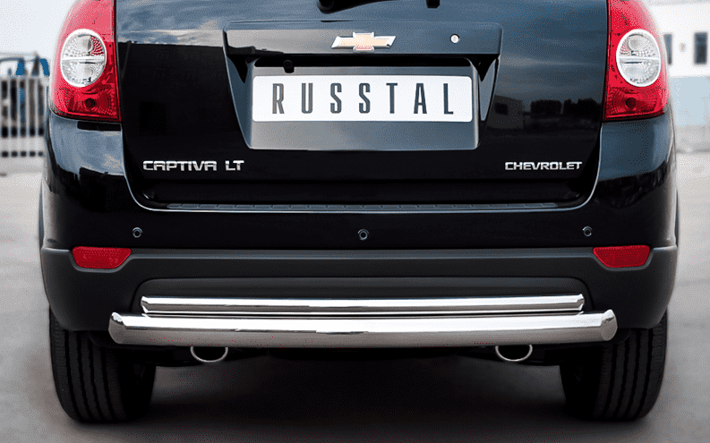 Защита заднего бампера D76xD42 (дуга) "RUSSTAL" для Chevrolet Captiva
