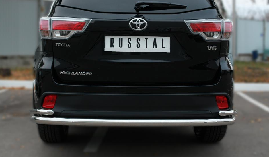 Защита заднего бампера D63 (секции) D42 (уголки) "RUSSTAL" для Toyota Highlander