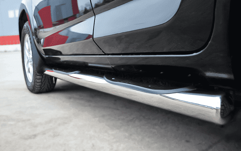 Пороги труба D76 с накладками (вариант 3) "RUSSTAL" для Toyota RAV4