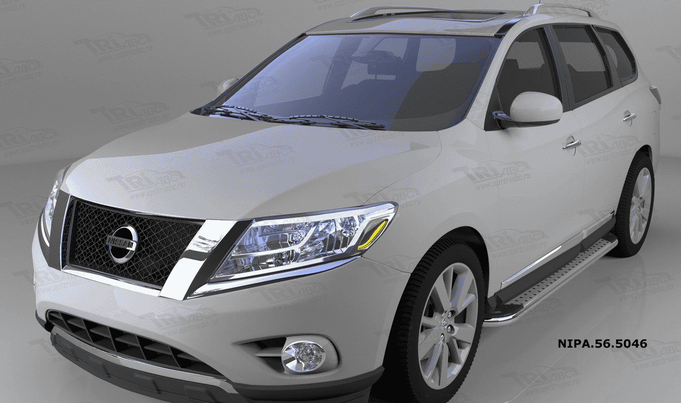 Пороги алюминиевые (Opal) для Nissan Pathfinder