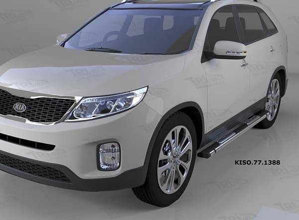 Пороги алюминиевые (Emerald Black) для Kia Sorento