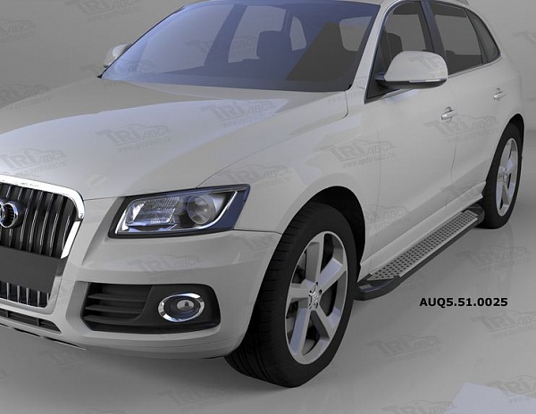 Пороги алюминиевые (Sapphire Silver) для Audi Q5 (2008-н.в.)