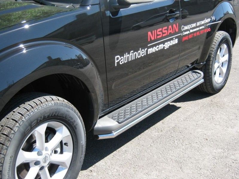 Пороги труба D42 (вариант 1) "RUSSTAL" для Nissan Pathfinder