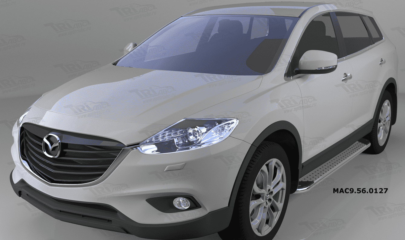 Пороги алюминиевые (Opal) для Mazda CX9