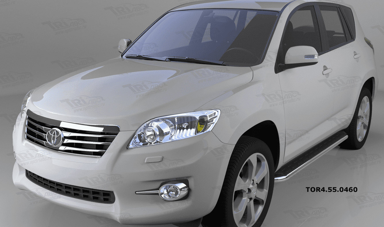 Пороги алюминиевые (Ring) для Toyota RAV4 (2006-2009)