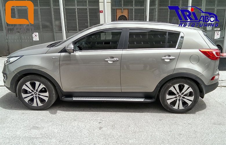 Пороги алюминиевые (Opal) для Kia Sportage