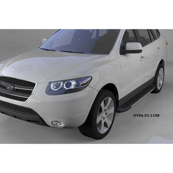 Пороги алюминиевые (Onyx) для Hyundai Santa Fe (2010-2012)