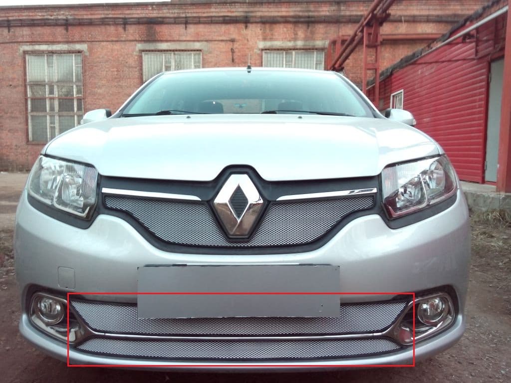 Защитная сетка радиатора ProtectGrille нижняя для Renault Logan (2014-2015 Хром)